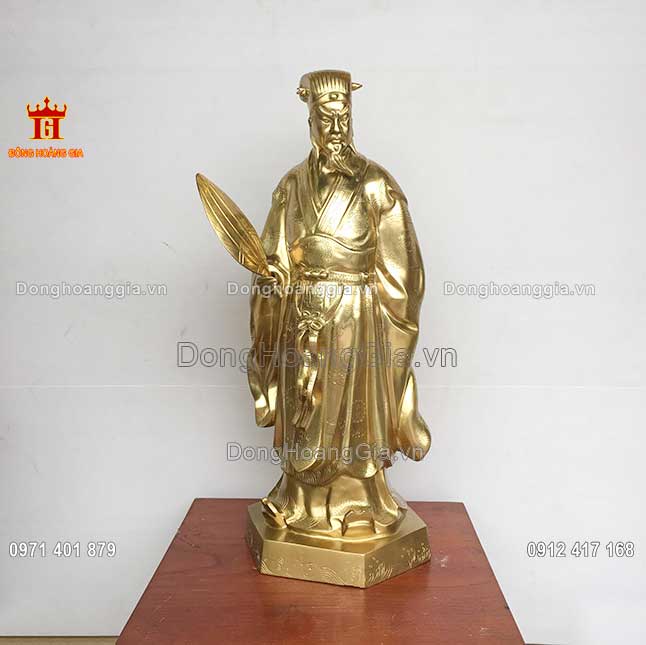 Pho tượng Khổng Minh bằng đồng vàng cát tút sang trọng